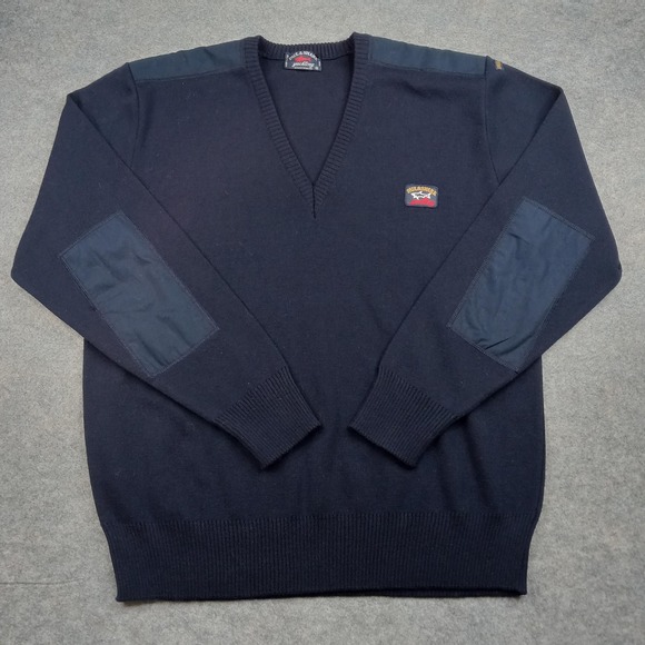 Paul Shark Sweater Mens XL Navy Blue V-Neck Wool Blend Italy Yachting Sweatshirt